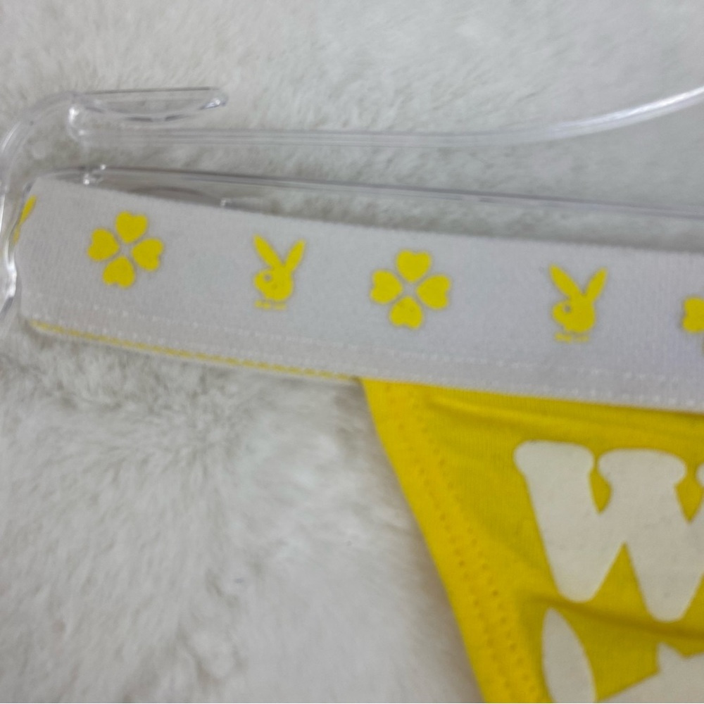 NWT Vintage Playboy "We Love Kissing It" Yellow Panties - Picture 3 of 6